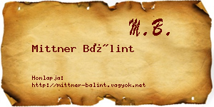 Mittner Bálint névjegykártya